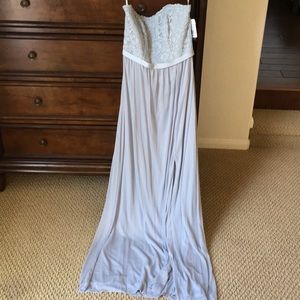 David’s Bridal Long strapless lace dress